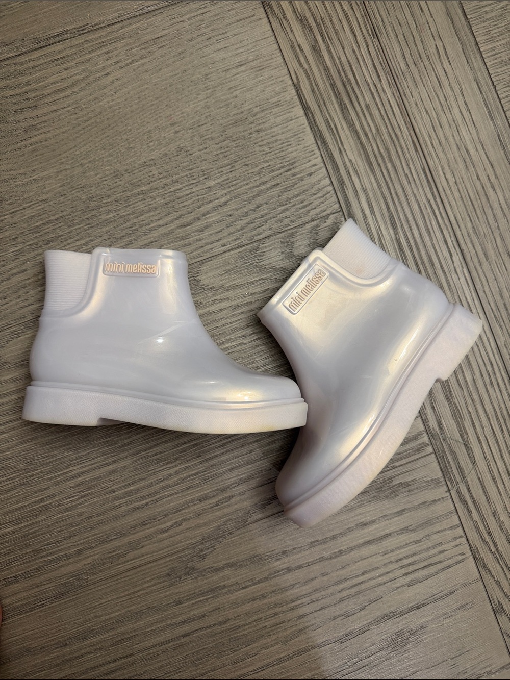 Mini Melissa Pearl White Girls Ankle Rain Boots